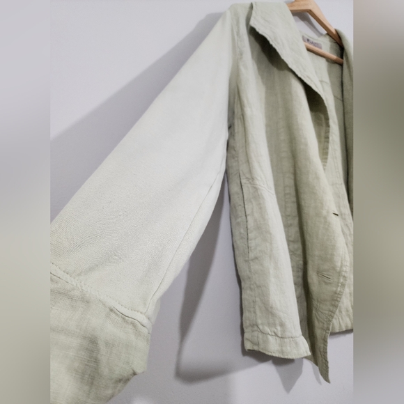 FLAX Linen Jacket Women Small Sage Green Button Front Lagenlook Artsy Minimalist - Picture 13 of 16